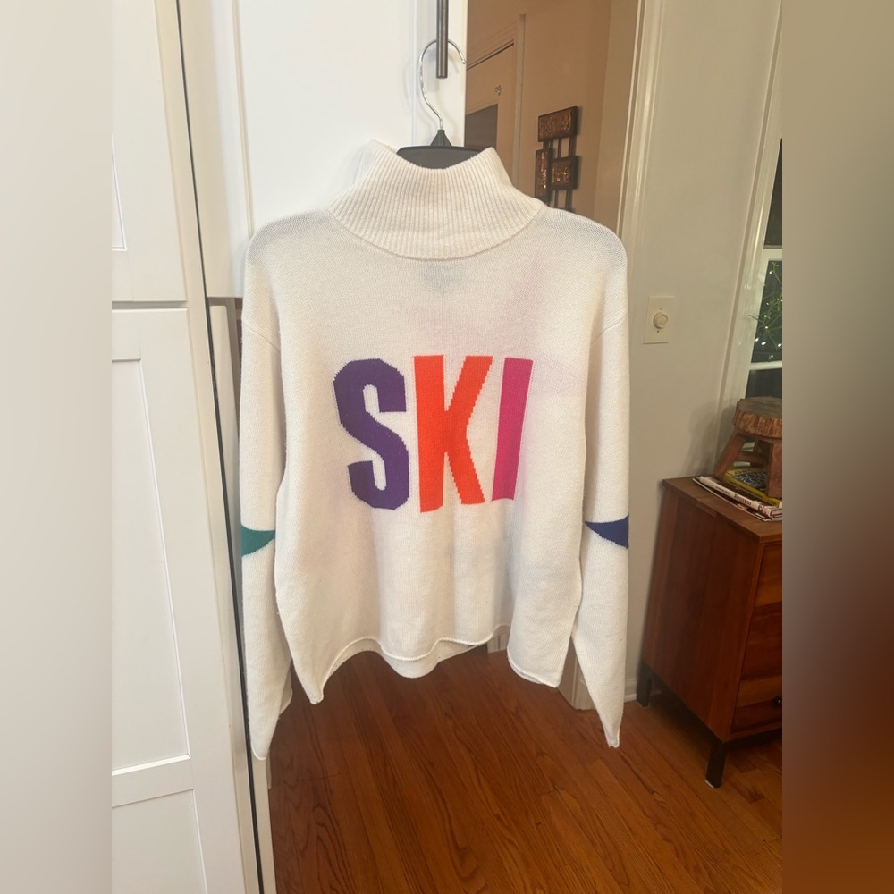 Goldbergh Calore star print long sleeve turtleneck sweater in cream multicolor - Picture 5 of 9